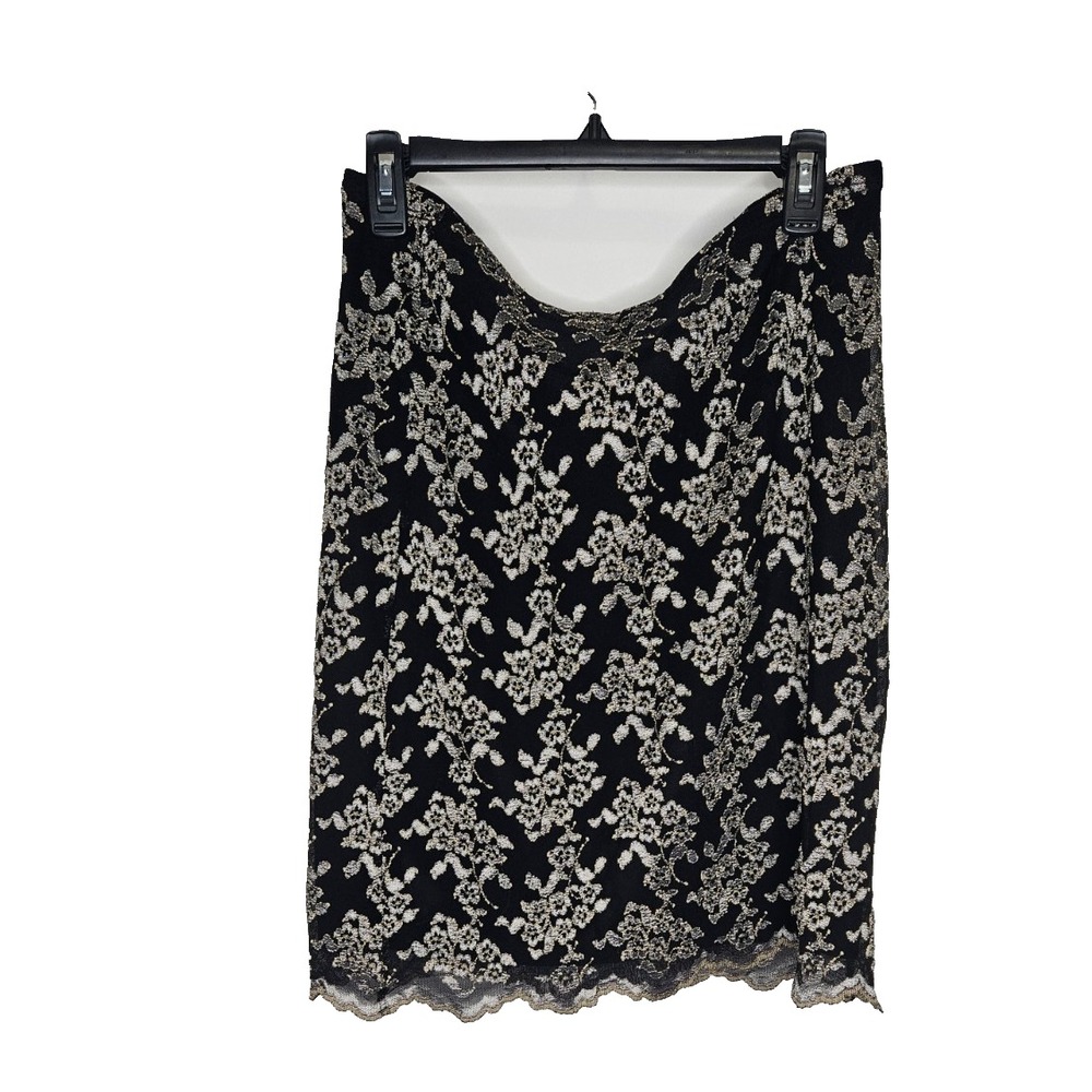 HILLARD & HANSON Women's Twirl Skirt A-Line Black & White Floral Full Size M